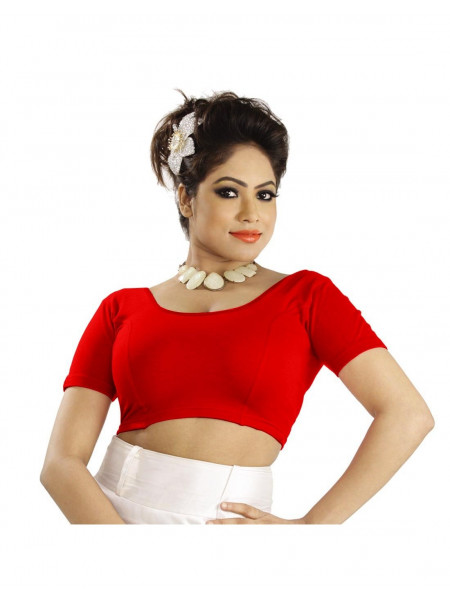 Чоли для сари - трикотажная блузка, цвет - красный, производитель Абхи; Women's Cotton Blouse Red, Abhi